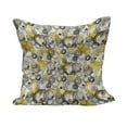 thumbnail image 1 of Grey and Yellow Fluffy Throw Pillow Cushion Cover, Hand Drawn Sketchy Geometrical Retro Modern Circles Image Illustration, Decorative Square Accent Pillow Case, 16" x 16", White Beige, by Ambesonne, 1 of 5