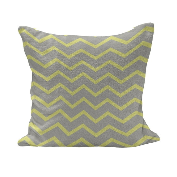 Grey and Yellow Fluffy Throw Pillow Cushion Cover, Modern Geometrical Triangles Zig Zags Wavy Modern Image Print, Rectangle Accent Pillow Case, 26" x 16", Pale Grey and Mustard, by Ambesonne