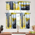 thumbnail image 1 of Grey and Yellow Kitchen Curtains Tiers and Valances Set 3 Piece for Windows Modern Abstract Art Kitchen Window Curtains Set,Black Contemporary Trendy Valances for Living Room(36" Tiers Set), 1 of 6