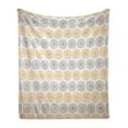 thumbnail image 1 of Grey and Yellow Soft Flannel Fleece Throw Blanket, Bohemic Oriental Inspired Geometrical Floral Art Image, Cozy Plush for Indoor and Outdoor Use, 60" x 80", Apricot Grey and White, by Ambesonne, 1 of 5