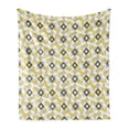 thumbnail image 1 of Grey and Yellow Soft Flannel Fleece Throw Blanket, Geometric Retro 60s 70s Home Inspired Rounds Squares Image, Cozy Plush for Indoor and Outdoor Use, 50" x 70", Charcoal Grey Marigold, by Ambesonne, 1 of 5