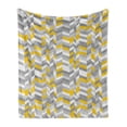 thumbnail image 1 of Grey and Yellow Soft Flannel Fleece Throw Blanket, Geometric Vintage 60s Home Pattern Inspired Herringbone Zig Zag Lines, Cozy Plush for Indoor and Outdoor Use, 70" x 90", Grey Yellow, by Ambesonne, 1 of 6