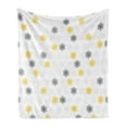 thumbnail image 1 of Grey and Yellow Soft Flannel Fleece Throw Blanket, Moroccan Style Modern Sun Beam Flowers with Rounds Dots Image, Cozy Plush for Indoor and Outdoor Use, 50" x 70", Black and Pale Grey, by Ambesonne, 1 of 6