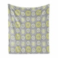 thumbnail image 1 of Grey and Yellow Soft Flannel Fleece Throw Blanket, Pale Grey Backdrop with Inspired Flowers Ivy Image, Cozy Plush for Indoor and Outdoor Use, 50" x 70", Mustard Yellow and White, by Ambesonne, 1 of 6