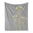 thumbnail image 1 of Grey and Yellow Soft Flannel Fleece Throw Blanket, Under the Sea Inspired Flowers Abstract Swirls Backdrop, Cozy Plush for Indoor and Outdoor Use, 50" x 60", Grey Yellow, by Ambesonne, 1 of 5