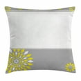 thumbnail image 1 of Grey and Yellow Throw Pillow Cushion Cover, Modern Futuristic Border with Geometric Flower Frame, Decorative Square Accent Pillow Case, 24 X 24 Inches, Light Grey White and Marigold, by Ambesonne, 1 of 2