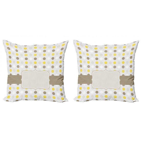 Ambesonne Abstract Throw Pillow Cover 2 Pack, Polka Dots Image, 16", Pale Brown Marigold
