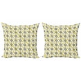 thumbnail image 1 of Ambesonne Geometric Throw Pillow Cover 2 Pack, Squares Rounds, 18", Charcoal Grey Marigold, 1 of 2