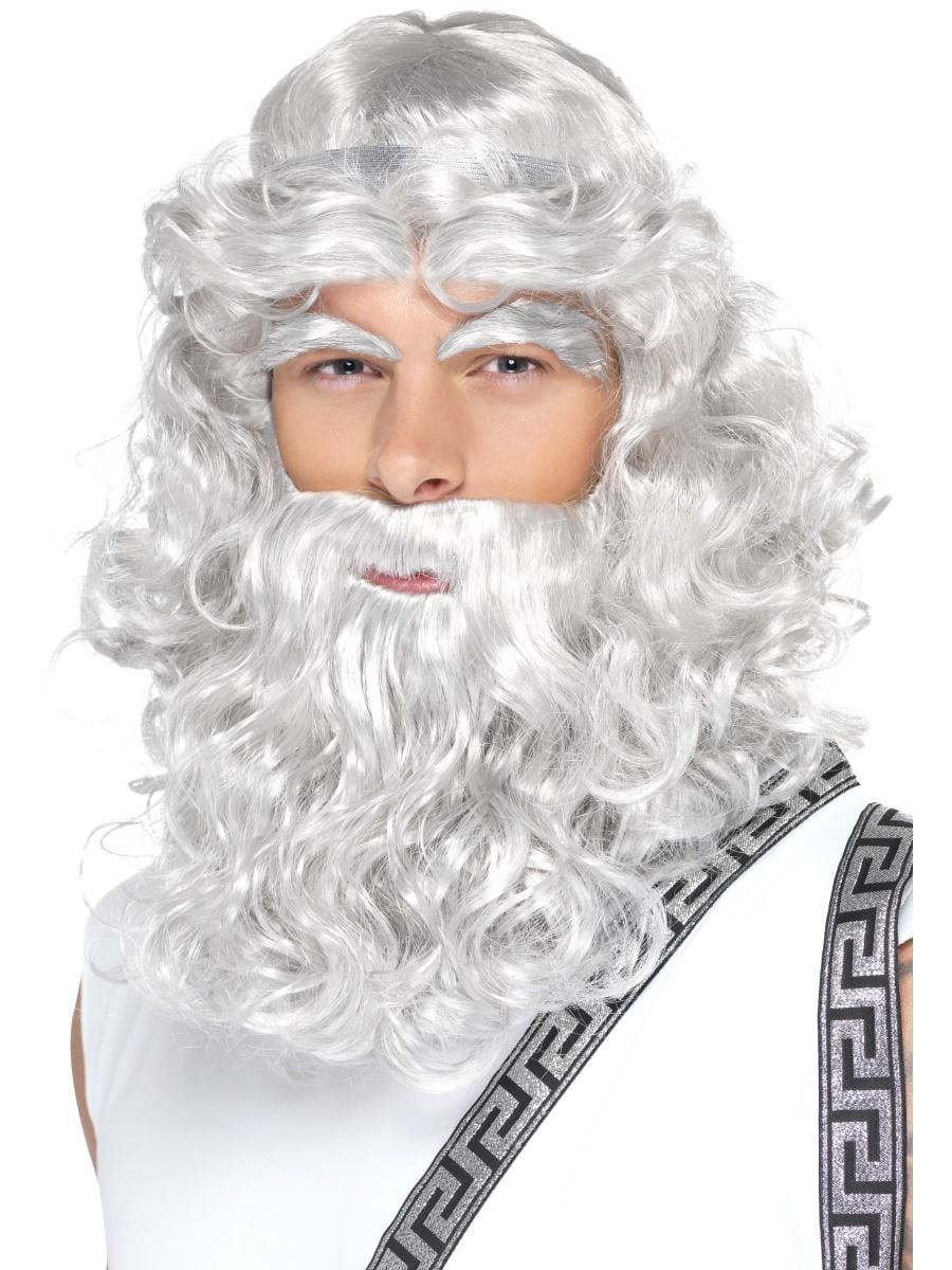 Mount Olympus Zeus Neptune Greek God Grey Beard And Eyebrows Costume Accessory