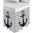 thumbnail image 1 of Grey Zigzag Wrap Around Bed Skirts for Queen Bed 18" Drop, Bed Skirt with Adjustable Elastic Belt Dust Ruffle Bed Valance for Bedroom Hotel Luxury Coastal Nautical Anchor Stripes Bed Frame Cover, 1 of 7