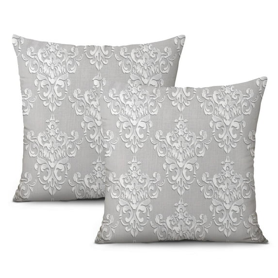 Grey and Beige Farmhouse Striped Throw Pillow Covers, 16x16 Inch (Pack of 2), Ideal for Bedroom & Living Space
