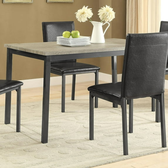 Grey and Black Rectangular Dining Table for 4, MDF and Metal, Modern Kitchen & Dining Room Furniture