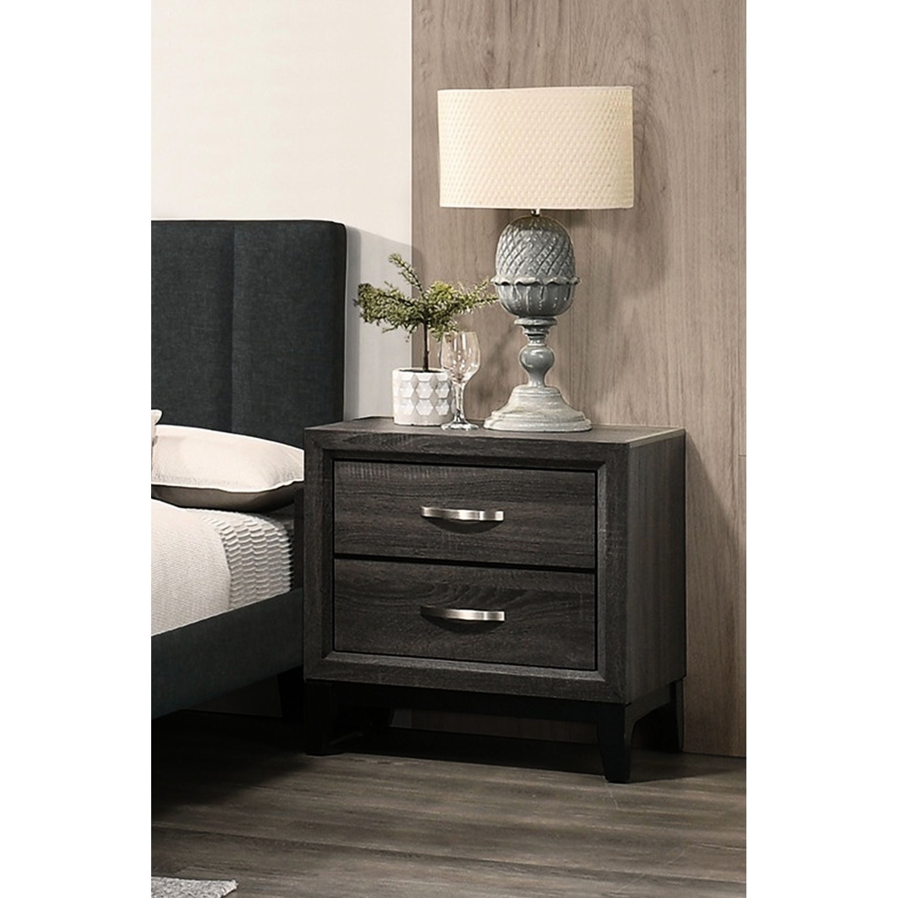 Grey and Black Two-Tone Wooden Bedside Table | Bedroom Storage for ...