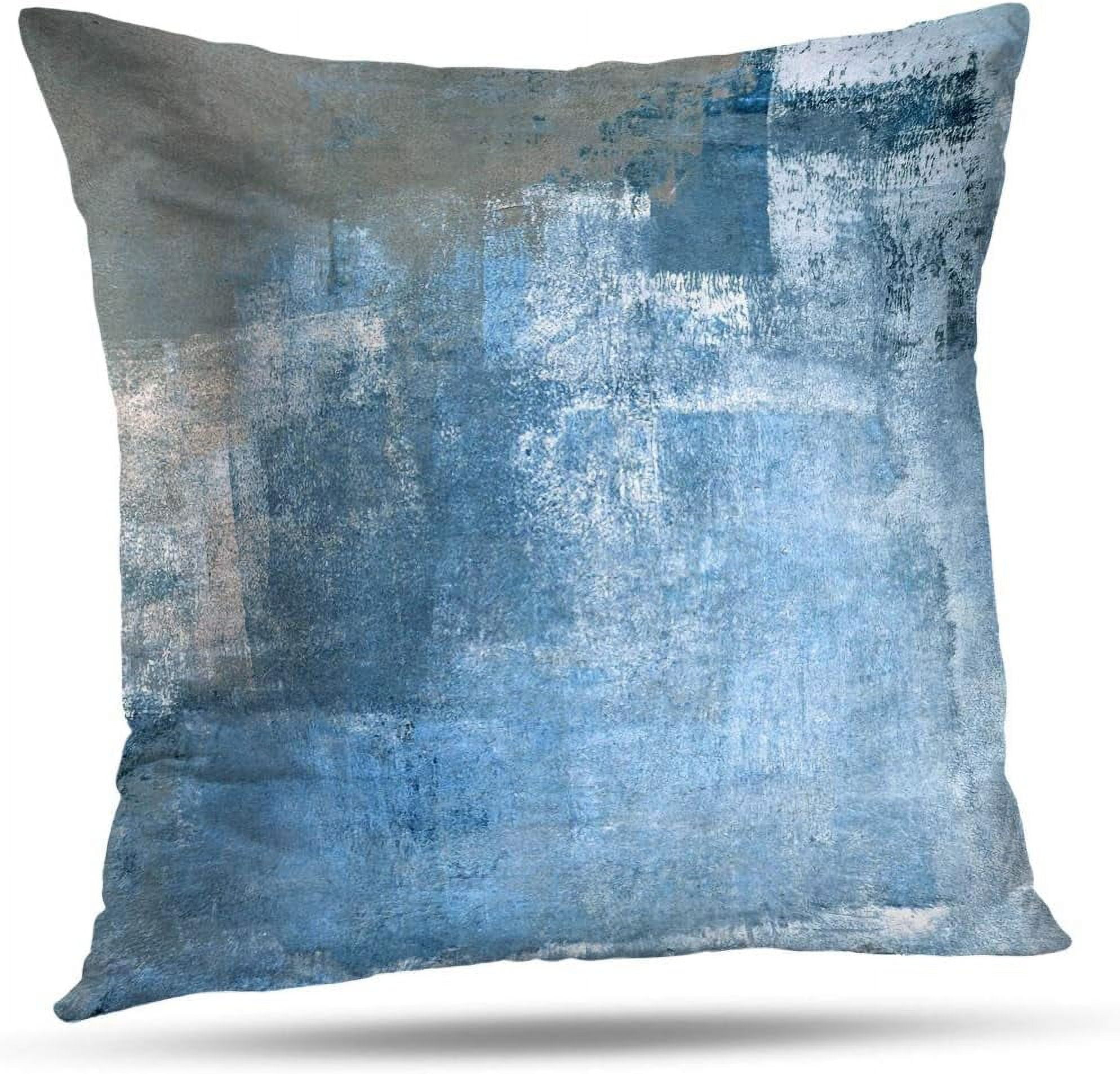 Blue and Grey Abstract Polyester Euro Pillow Cover Set