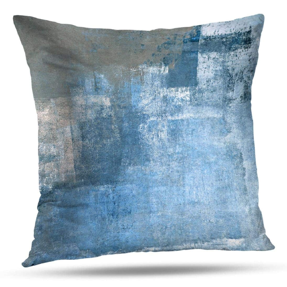 Blue and Grey Abstract Polyester Euro Pillow Cover Set