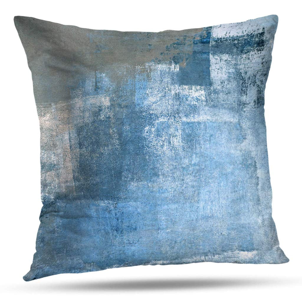 Blue and Grey Abstract Polyester Euro Pillow Cover Set