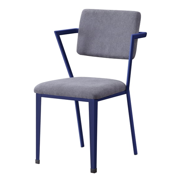 Grey and Blue Upholstered Work Chair | Open Back Style for Breathable Office Use | Durable Metal and Fabric Build | Cushioned Seat to Ease Fatigue