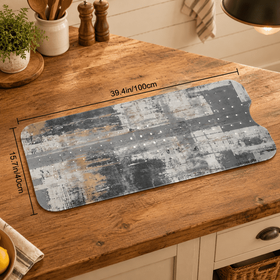 Grey and Brown 40 x 16 Inch Non-Slip Rubber Bathtub Mat with Suction ...