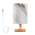 thumbnail image 1 of Grey and Gold Marble Bedside Table Lamp LED Warm Lights with USB Charging Port Retro Cylinder Desk Lamps, 1 of 7