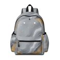 thumbnail image 1 of Grey and Gold Marble Pattern Backpack for School, Cute School Bag with Adjustable Shoulder Straps and Padded Back, 13.4"x11"x4.7", 1 of 4