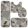 thumbnail image 1 of Grey and Gold Marble Pattern Bathroom Rug Set 4 Piece,Includes Contour,Lid Cover,Bath Mat,Non-Slip Extra Soft Absorbent Washable, 1 of 5