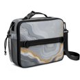 thumbnail image 1 of Grey and Gold Marble Pattern Insulated Lunch Bag with Shoulder Strap and Bottle Holder,Bento School Lunch Bag Box,11x9.5x3.5 Inches, 1 of 5