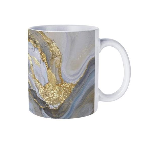 Grey and Golden Marble Ceramic Coffee Mug, 11 Oz, Perfect for Kitchen & Office