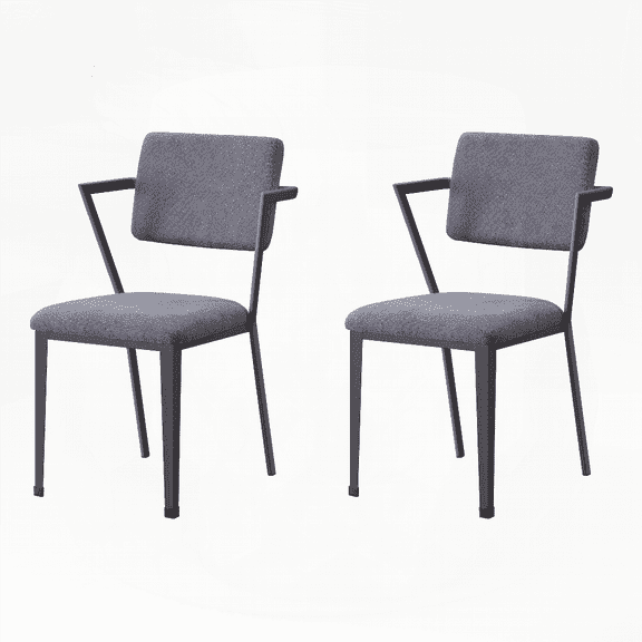 Grey and Gunmetal Open Back Dining Chairs (Set of 2) - Solid Wood Frame with Comfortable Fabric Seats