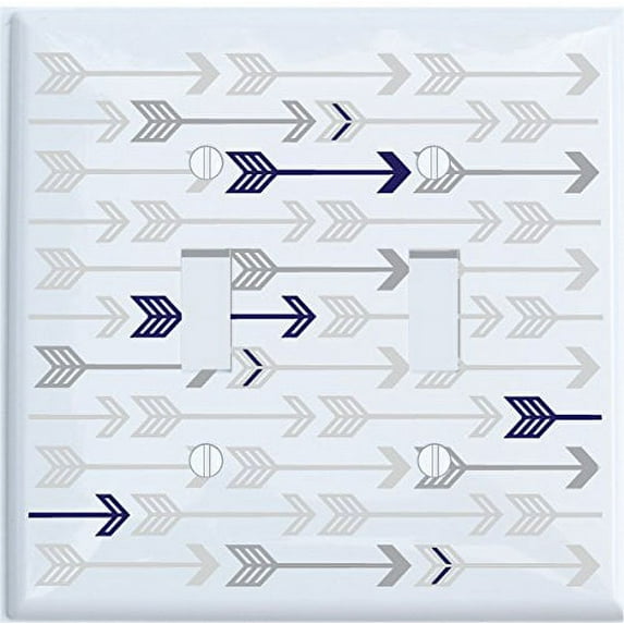 Grey and Navy Arrow Print Light Switch Plate and Outlet Covers Grey Woodland Nursery Decor for Baby Boys or Girls
