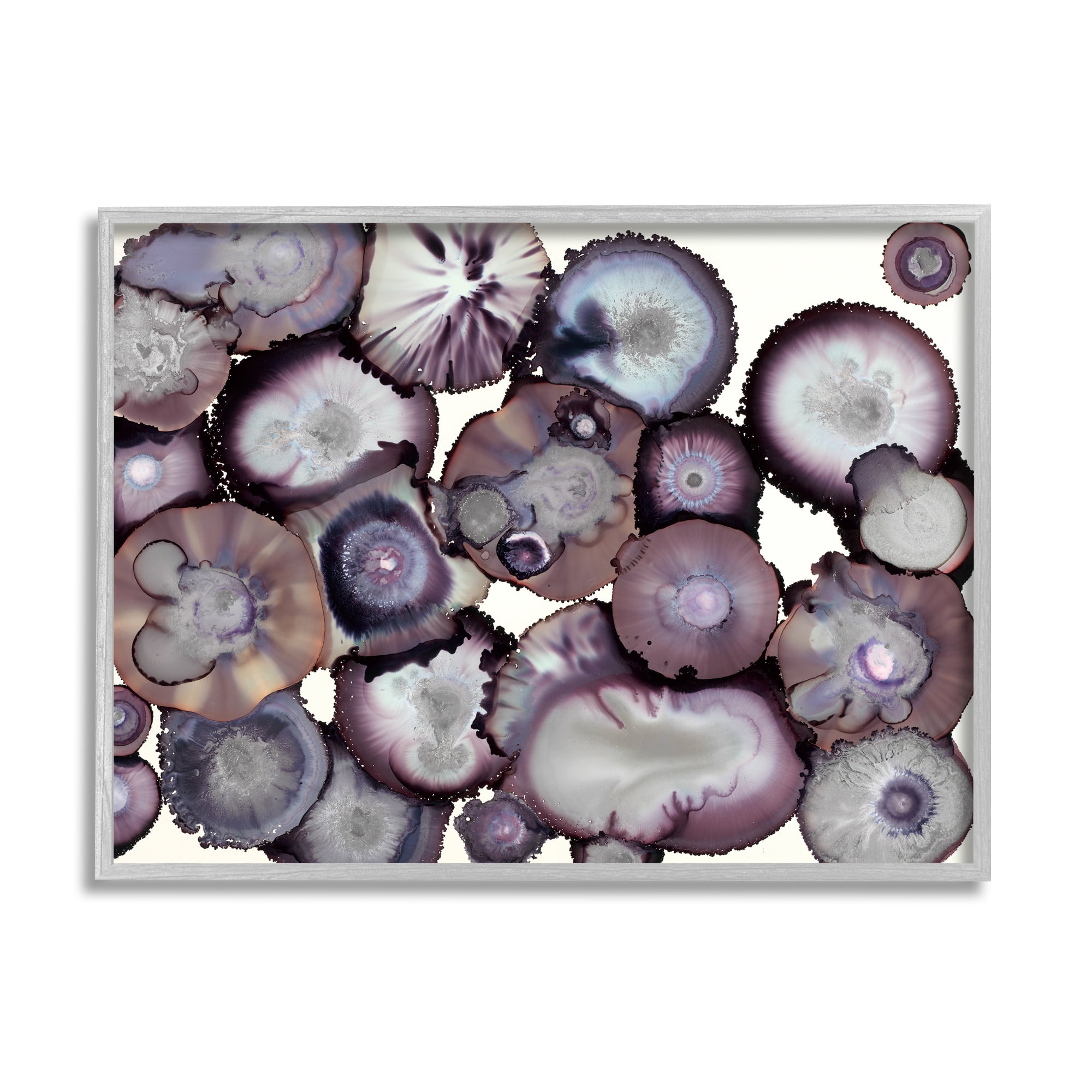 Grey and Purple Abstract Geode 14 in x 11 in Framed Painting Art Prints, by Stupell Home Décor