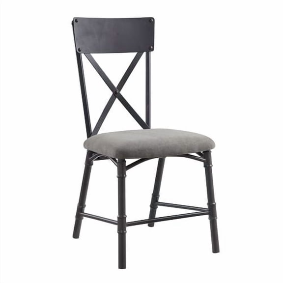 Grey and Sandy Black Side Chair with X-Shape Back (Set of 2)