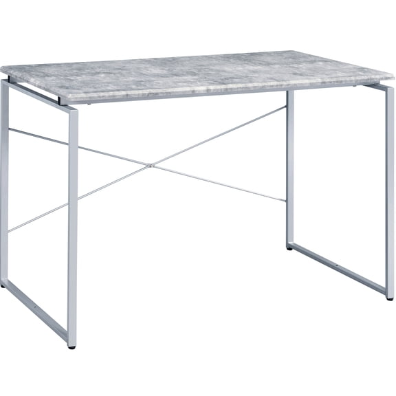 Grey and Silver Wood Desk with Sled Base / Create a Functional Home Workspace