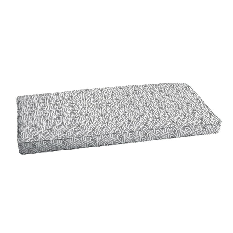 Grey and White Geometric Indoor Outdoor Bench Cushion Corded Walmart