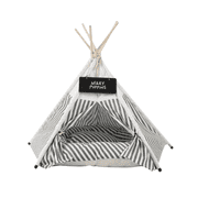 Glow Pups Small Portable Teepee Pet, Bed with Carrying Bag, Grey and White Striped