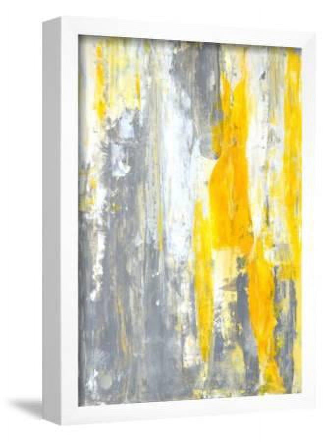 Grey and Yellow Abstract Art Painting, Framed Art Print Wall Art by ...