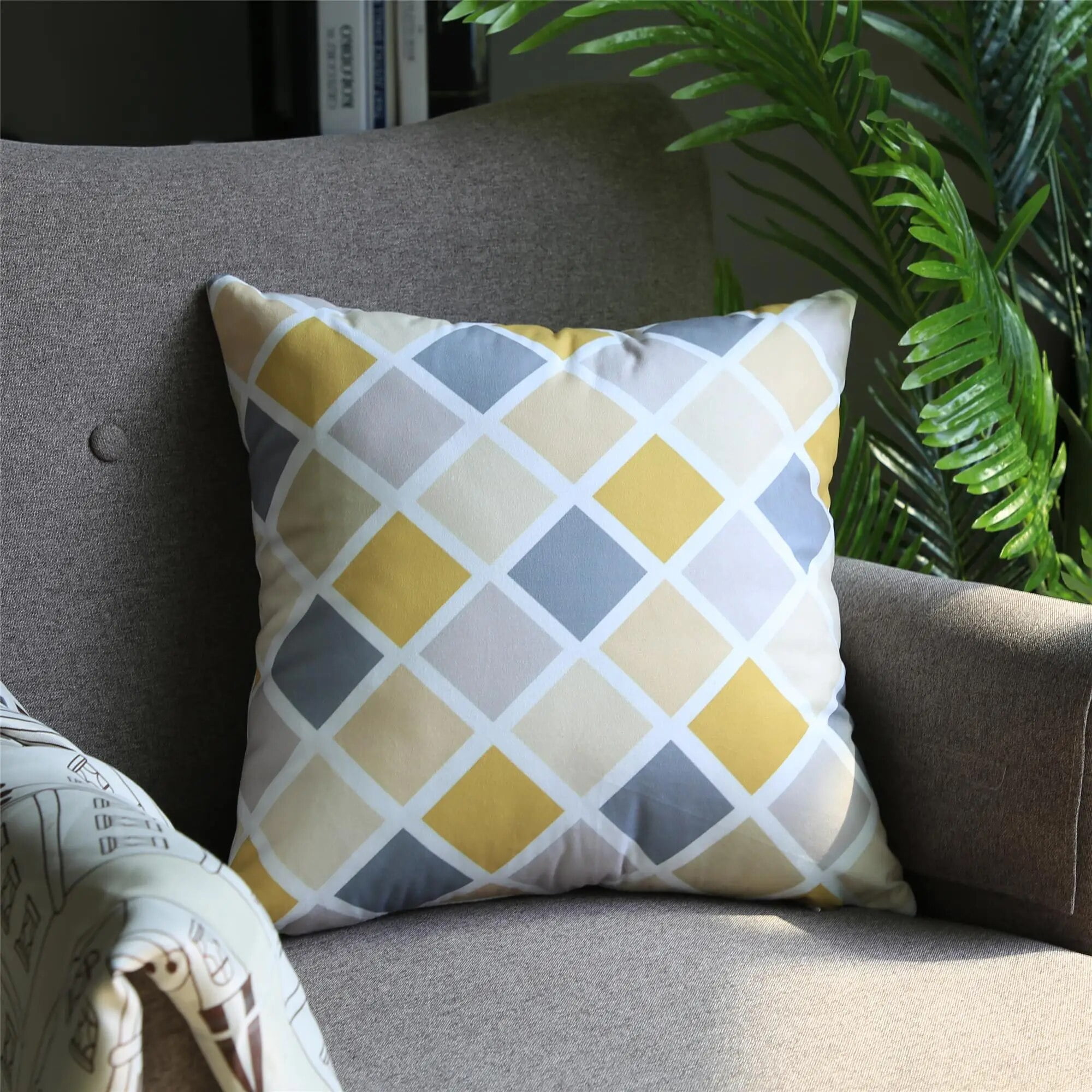Grey and Yellow Geometric Cushion Covers Pillow Sofa Bed Decor Bedroom