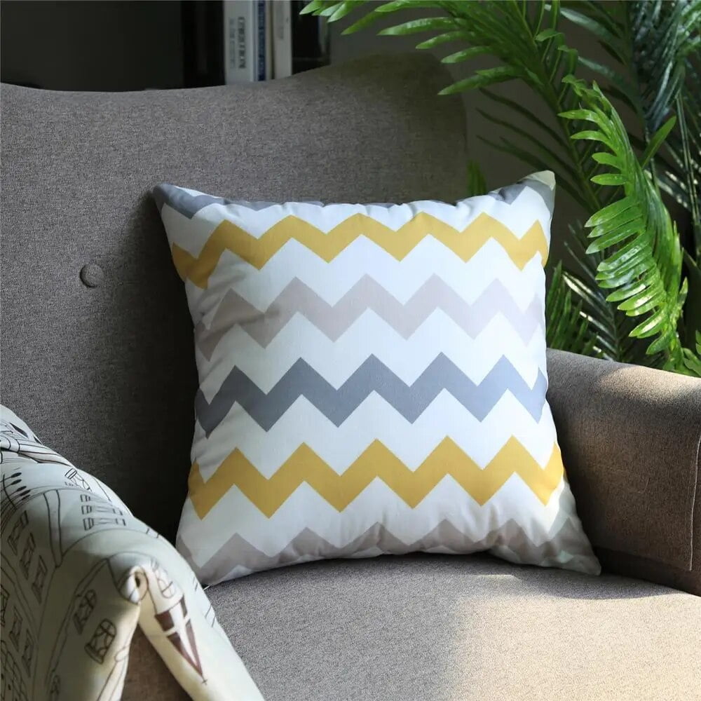 Grey and Yellow Geometric Cushion Covers Pillow Sofa Bed Decor Bedroom