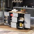 thumbnail image 1 of Grey-blue Rolling Workbench Island, Versatile For Kitchen And Other Spaces Storage Cart, Household Use, 1 of 6