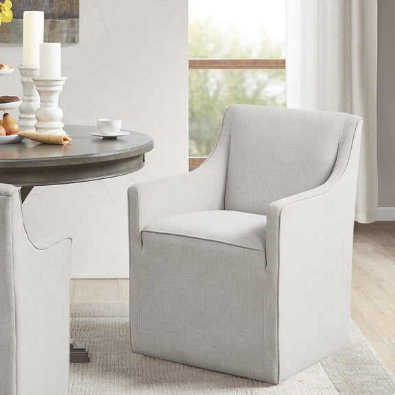 Grey dining arm chair with hidden casters / Coordinate well with dining tables