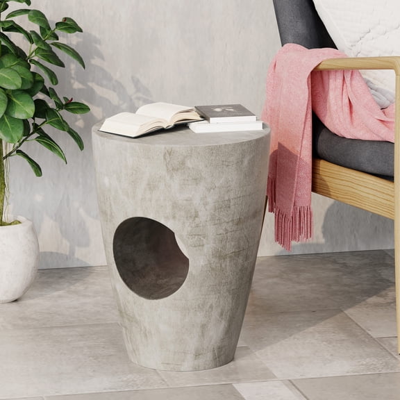 Grey modern side table of magnesium oxide | Ideal for outdoor socializing areas | Adds a touch of sophistication