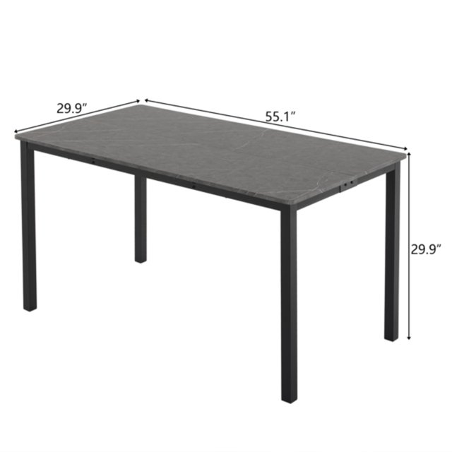 Grey rectangular dining table with sleek straight feet disassemble