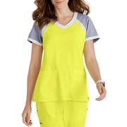 Greys Anatomy 41435 Womens 3-Pocket V-Neck Color Block Scuba Scrub Top