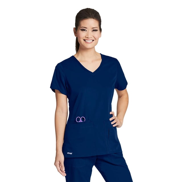 Grey's Anatomy Active Womens 41423 Knit Side Panel Top-Indigo-L