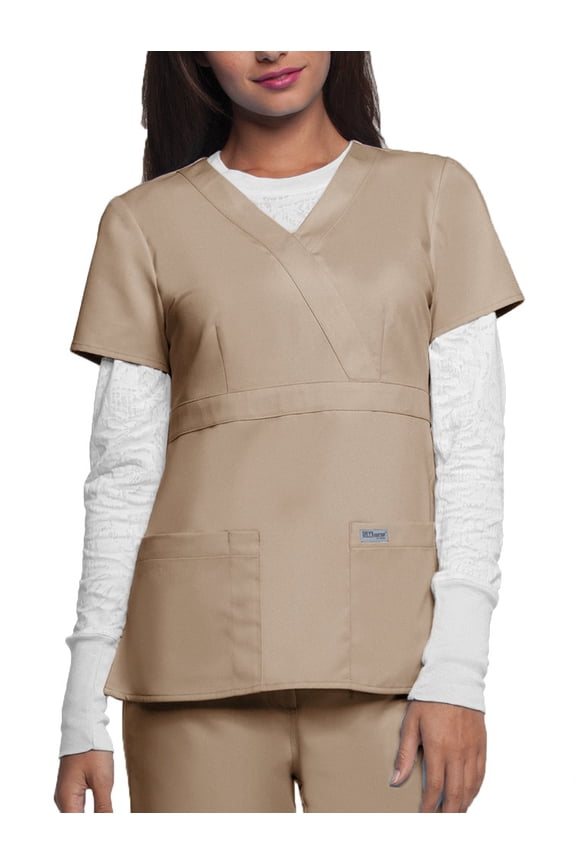 „¢ 3-Pocket Mock Wrap Top Scrub Top