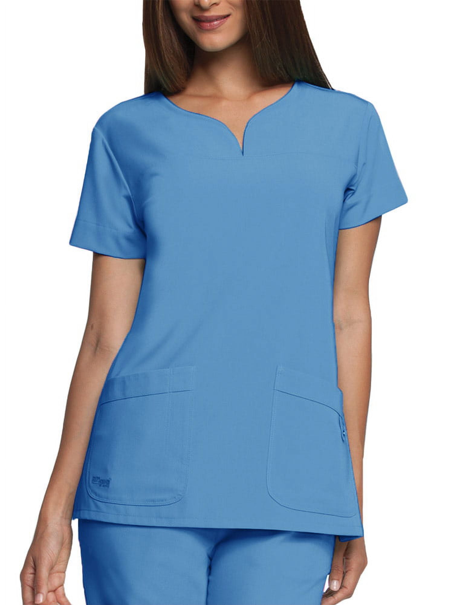 Grey's Anatomy Signature Womens 2121 Notch Neck Top-Ciel Blue-XL