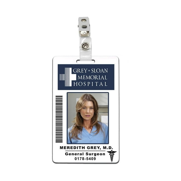 Grey's Anatomy Meredith Grey Hospital ID Badge PVC