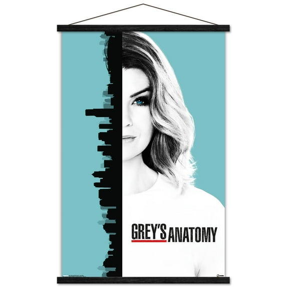 Grey's Anatomy Season 13 - One Sheet Wall Poster with Wooden Magnetic Frame, 22.375" x 34"