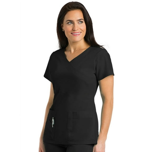Grey's Anatomy Signature 2130 3 Pocket Wrap Detail Top-Black-L