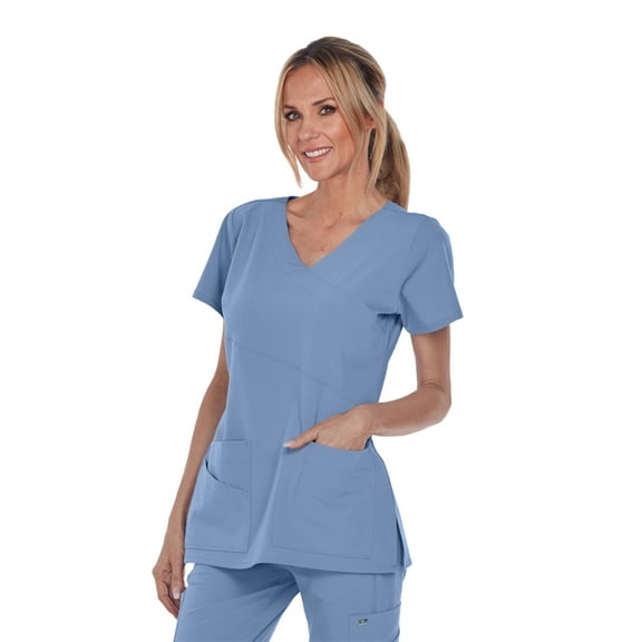 Grey's Anatomy Signature 2130 Women's Mock Wrap Scrub Top Ciel Blue XXS