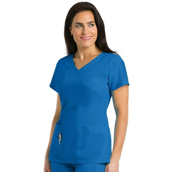 Grey's Anatomy Signature 2130 Women's Mock Wrap Scrub Top New Royal 4XL